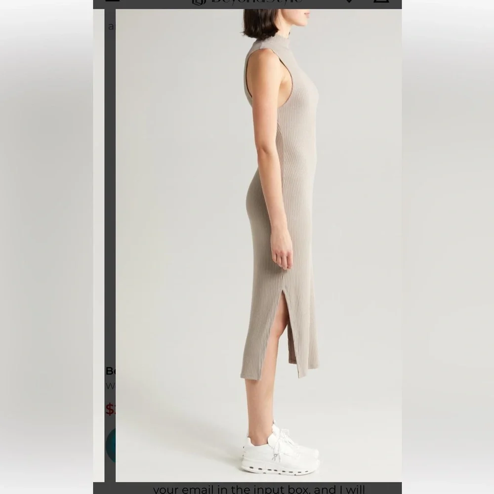 Beyond Yoga Well Traveled Taupe Rib Knit Athleisure Midi Dress Sz Small - Picture 4 of 16